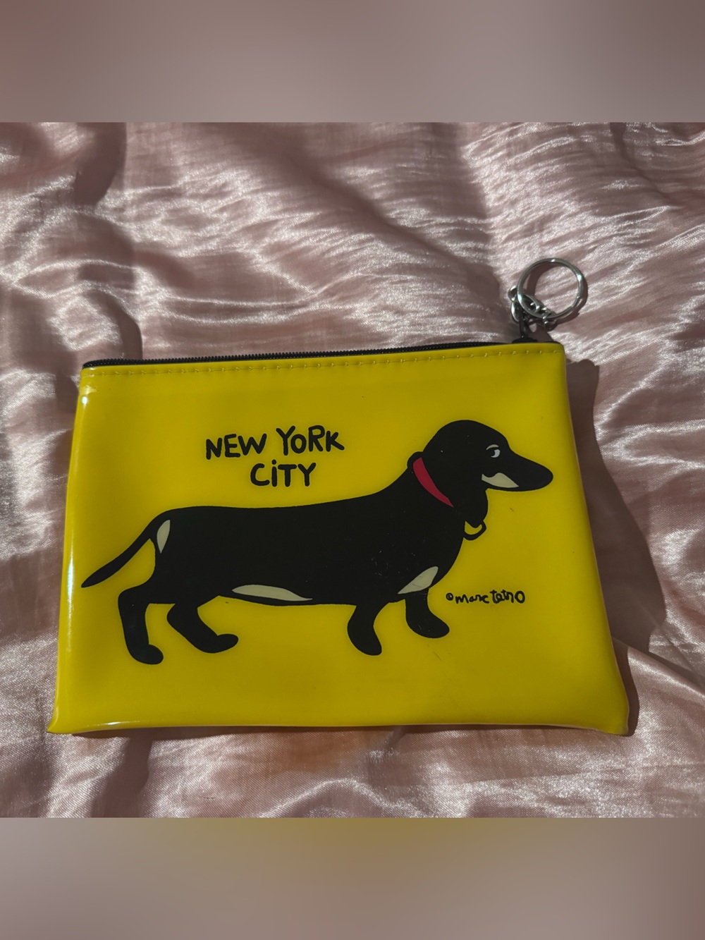 New York City Yellow Dachshund Zip Pouch by Marc Tetro
